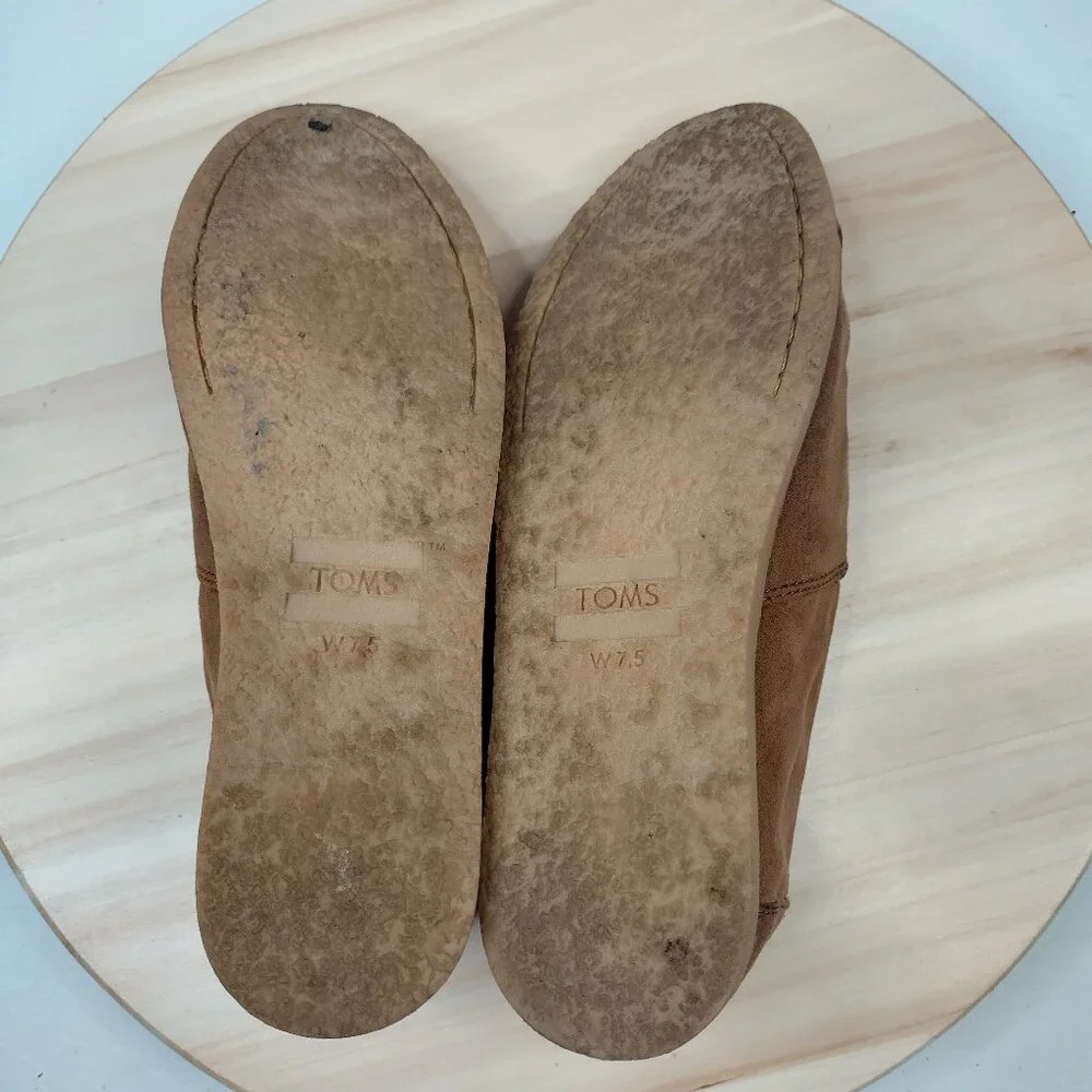 Toms Alpargata Crepe Toffee Tan Microfiber Slip-on Flats Women US 7.5